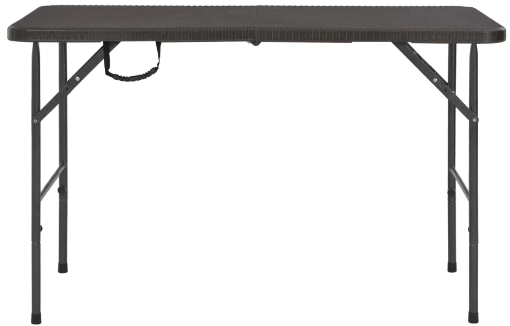 Sulankstomas sodo stalas, rudas, 120x60x74cm, HDPE ratano imit.