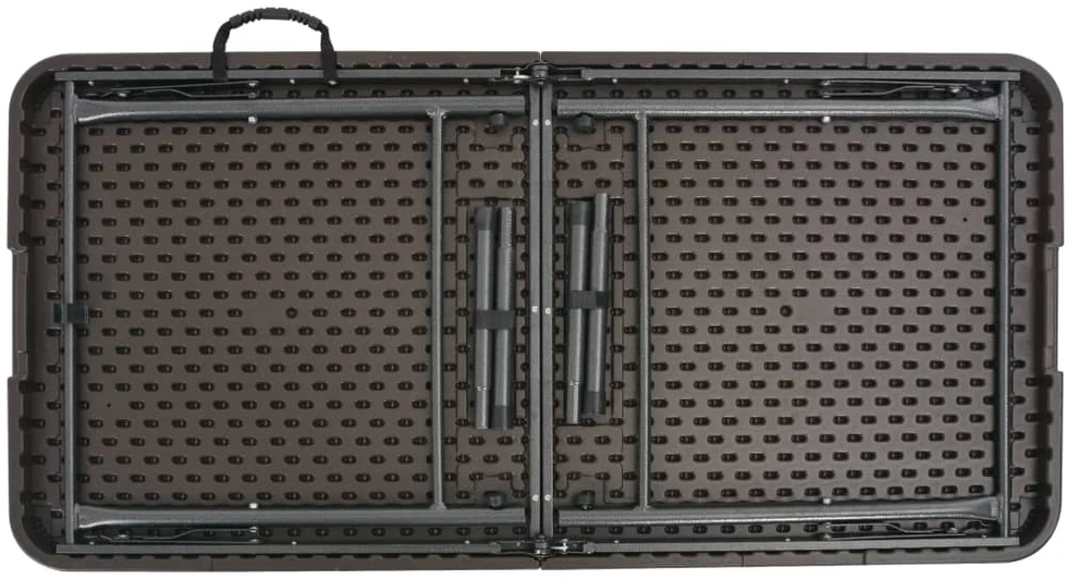 Sulankstomas sodo stalas, rudas, 120x60x74cm, HDPE ratano imit.