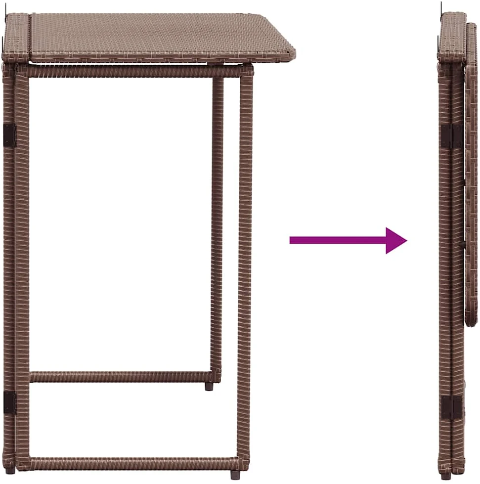 Sulankstomas sodo stalas Rudas 90x51x75 cm Poly Rattan