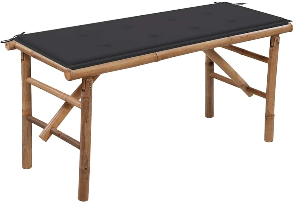 Sulankstomas sodo suoliukas su pagalvėle, 118cm, bambukas