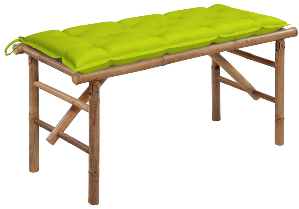 Sulankstomas sodo suoliukas su pagalvėle, 118cm, bambukas