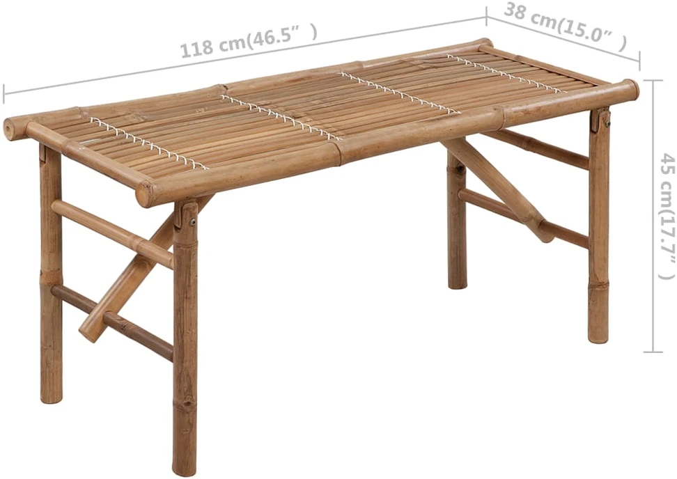 Sulankstomas sodo suoliukas su pagalvėle, 118cm, bambukas