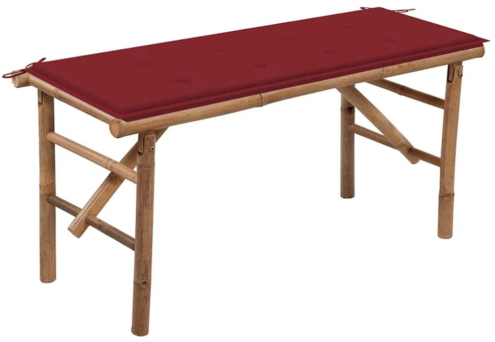 Sulankstomas sodo suoliukas su pagalvėle, 118cm, bambukas