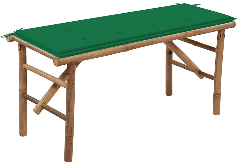 Sulankstomas sodo suoliukas su pagalvėle, 118cm, bambukas