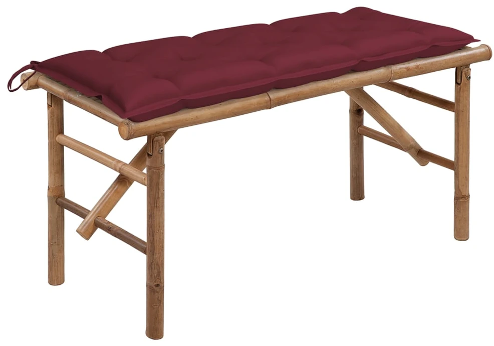 Sulankstomas sodo suoliukas su pagalvėle, 118cm, bambukas