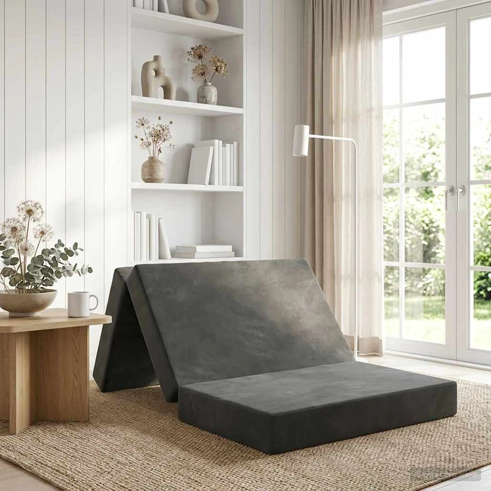 Čiužinys Sulankstomas Sofos Lova 100 x 67 x 45 cm Tamsiai pilka