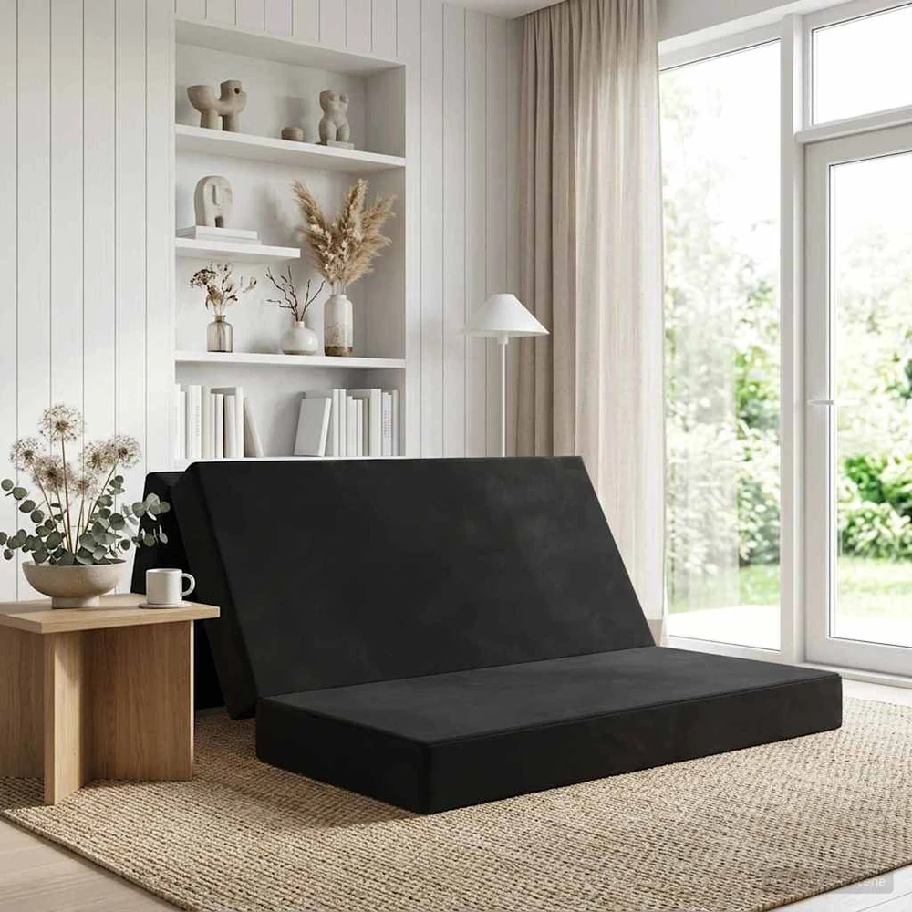 Čiužinys Sulankstomas Sofos Lova 120 x 67 x 45 cm Juoda