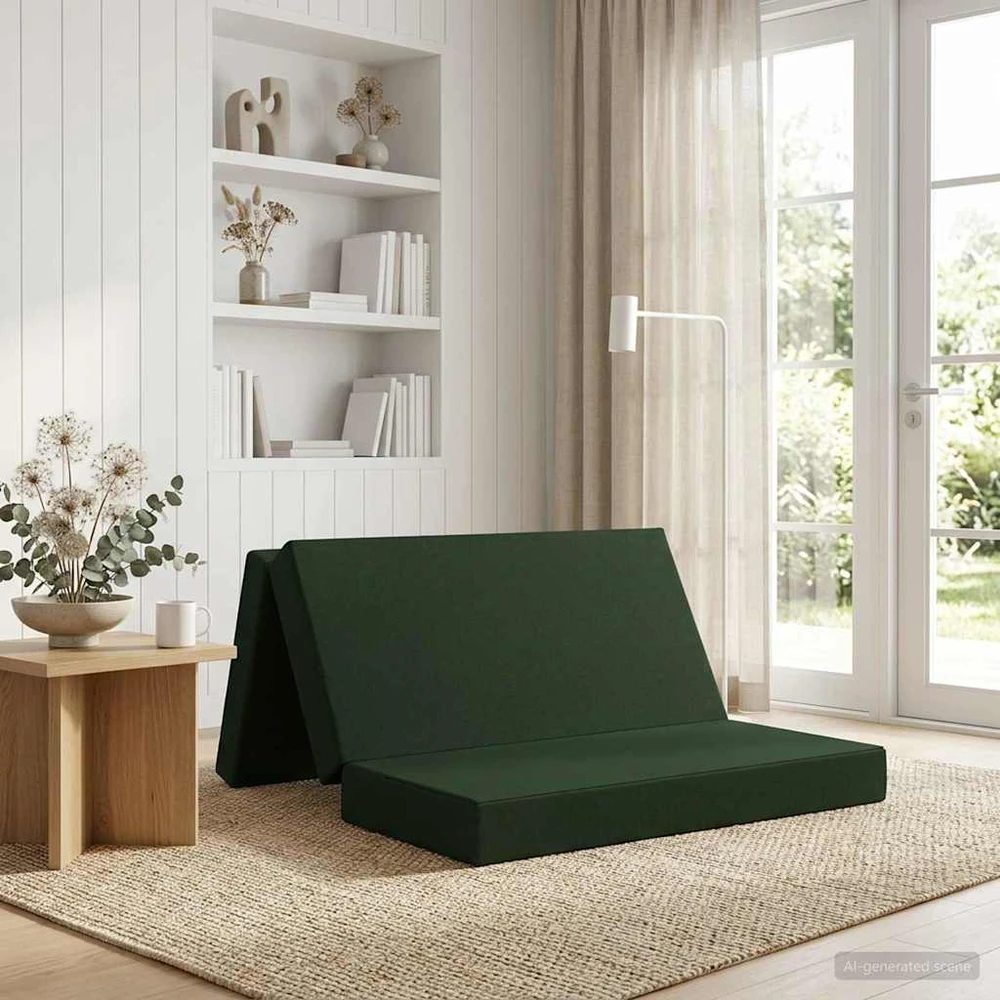 Čiužinys Sulankstomas Sofos Lova 120 x 67 x 45 cm Tamsiai žalia