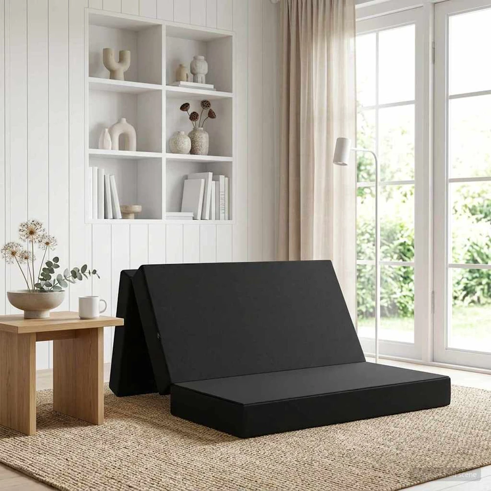 Čiužinys Sulankstomas Sofos Lova 120 x 67 x 45 cm Juoda