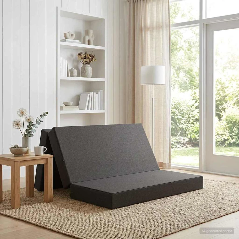 Čiužinys Sulankstomas Sofos Lova 120 x 67 x 45 cm Tamsiai pilka
