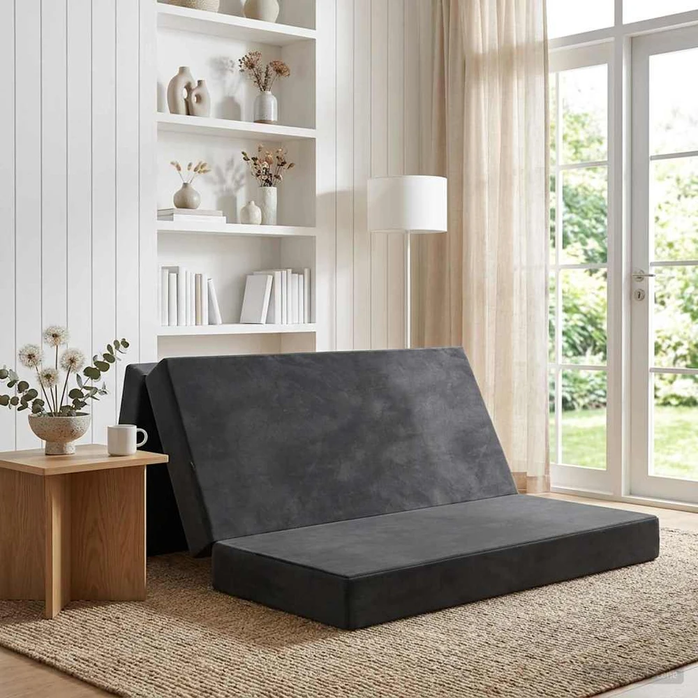 Čiužinys Sulankstomas Sofos Lova 120 x 67 x 45 cm Tamsiai pilka