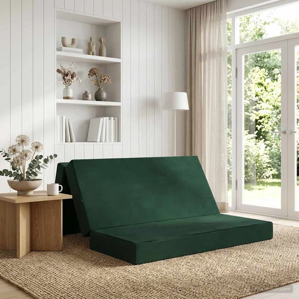 Čiužinys Sulankstomas Sofos Lova 140 x 67 x 45 cm Tamsiai žalia