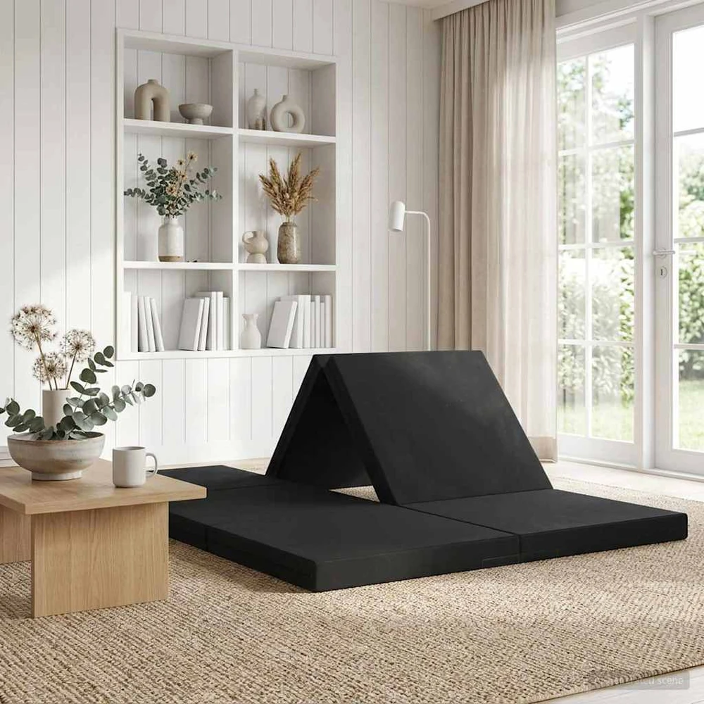 Čiužinys Sulankstomas Sofos Lova 140 x 67 x 15 cm Juoda