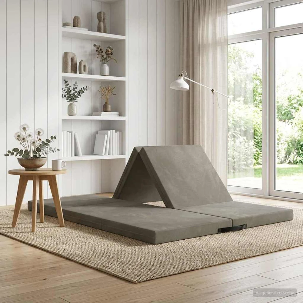 Čiužinys Sulankstomas Sofos Lova 140 x 67 x 15 cm Šviesiai pilka