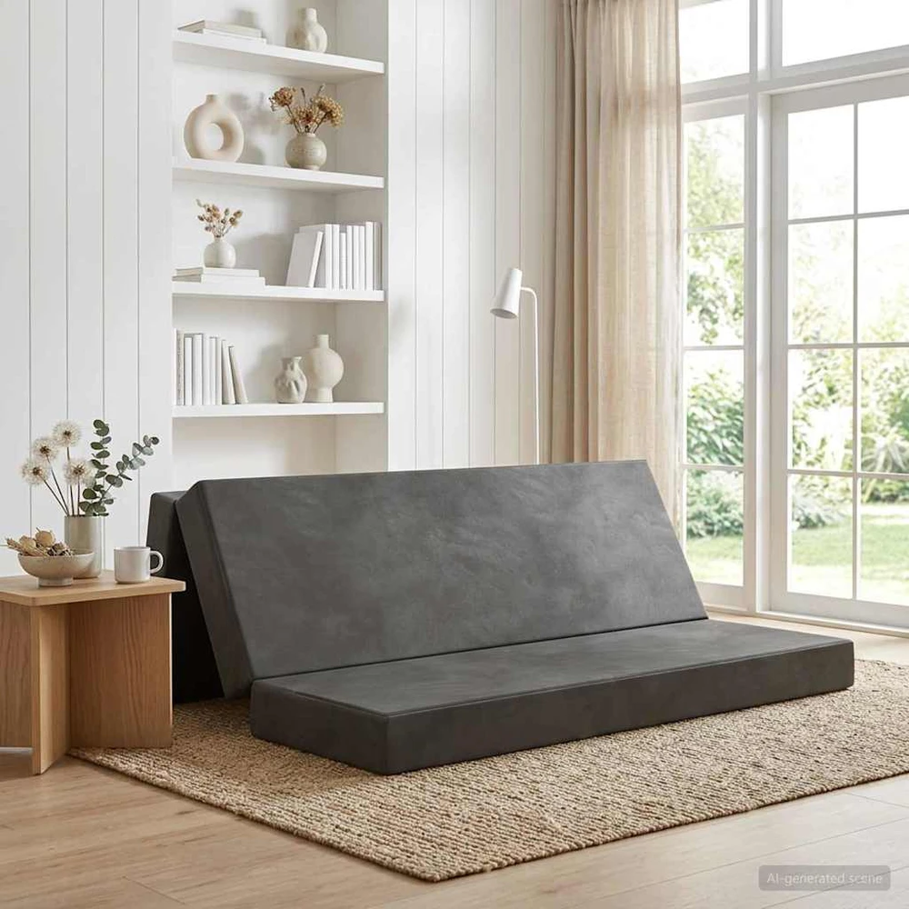 Čiužinys Sulankstomas Sofos Lova 180 x 67 x 45 cm Tamsiai pilka