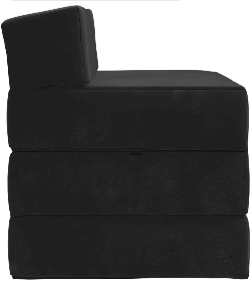 Sulankstomas Sofos Lova Juoda 200 x 70 x 15 cm Aksomas