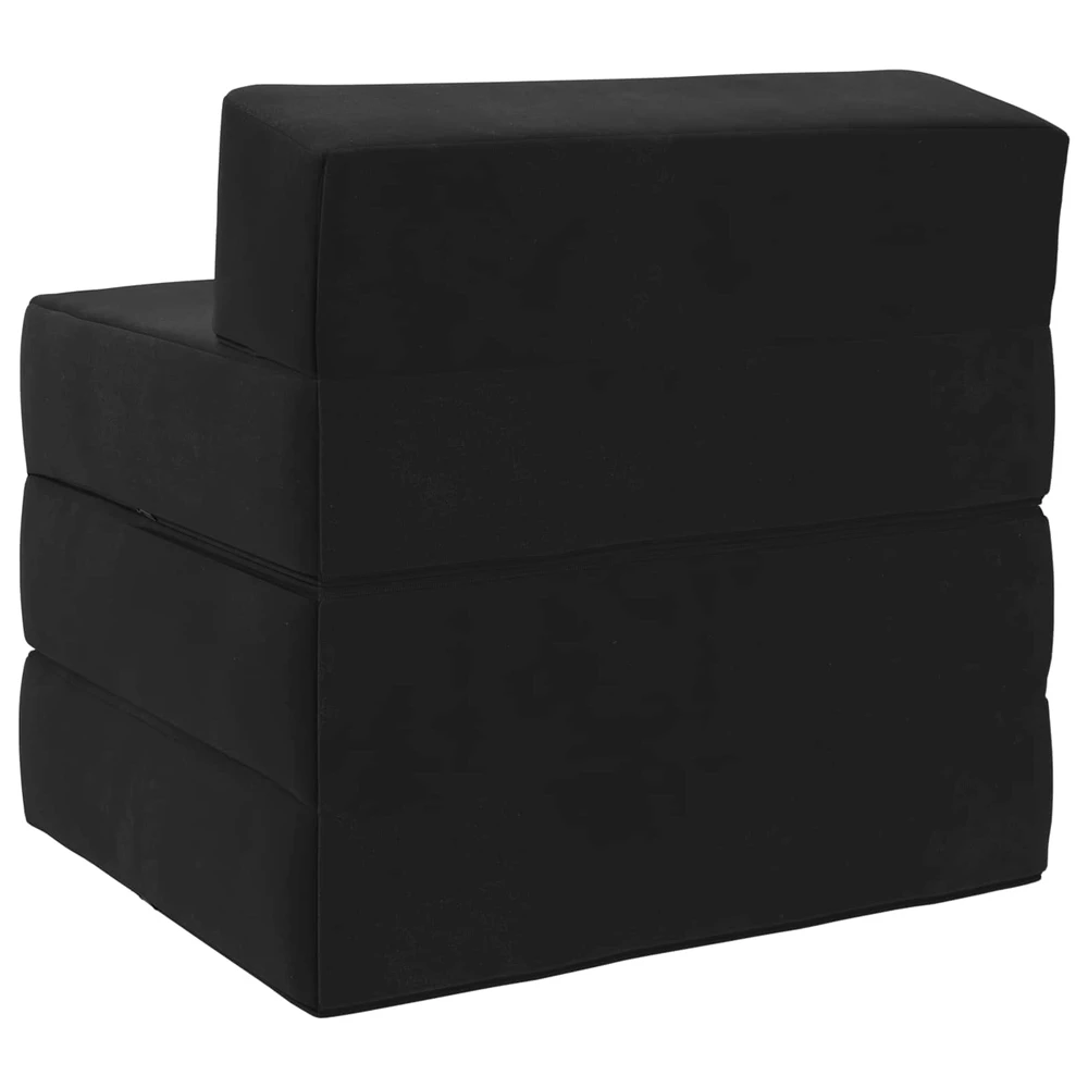 Sulankstomas Sofos Lova Juoda 200 x 70 x 15 cm Aksomas