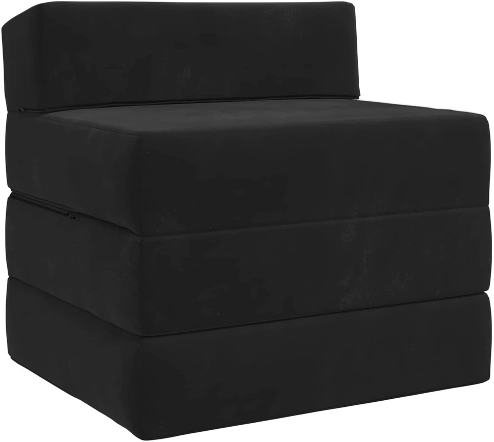 Sulankstomas Sofos Lova Juoda 200 x 70 x 15 cm Aksomas