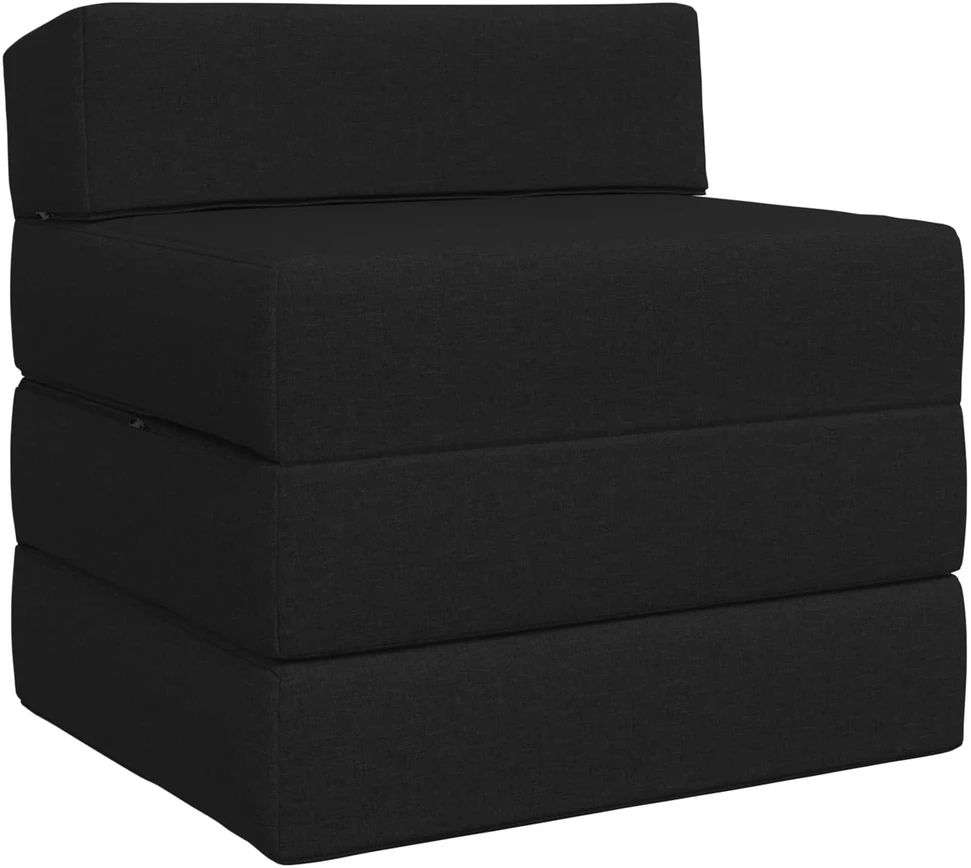 Sofa Sulankstomas Sofos Lova Juoda 200 x 70 x 15 cm Audinys