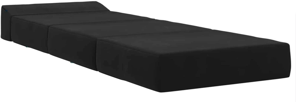 Sulankstomas Sofos Lova Juoda 200 x 70 x 15 cm Aksomas
