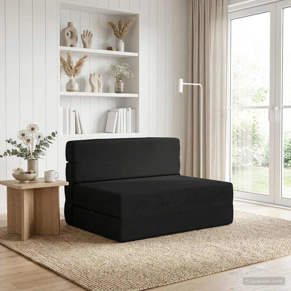 Sofa Sulankstomas Sofos Lova Juoda 70 x 72 x 60 cm Audinys