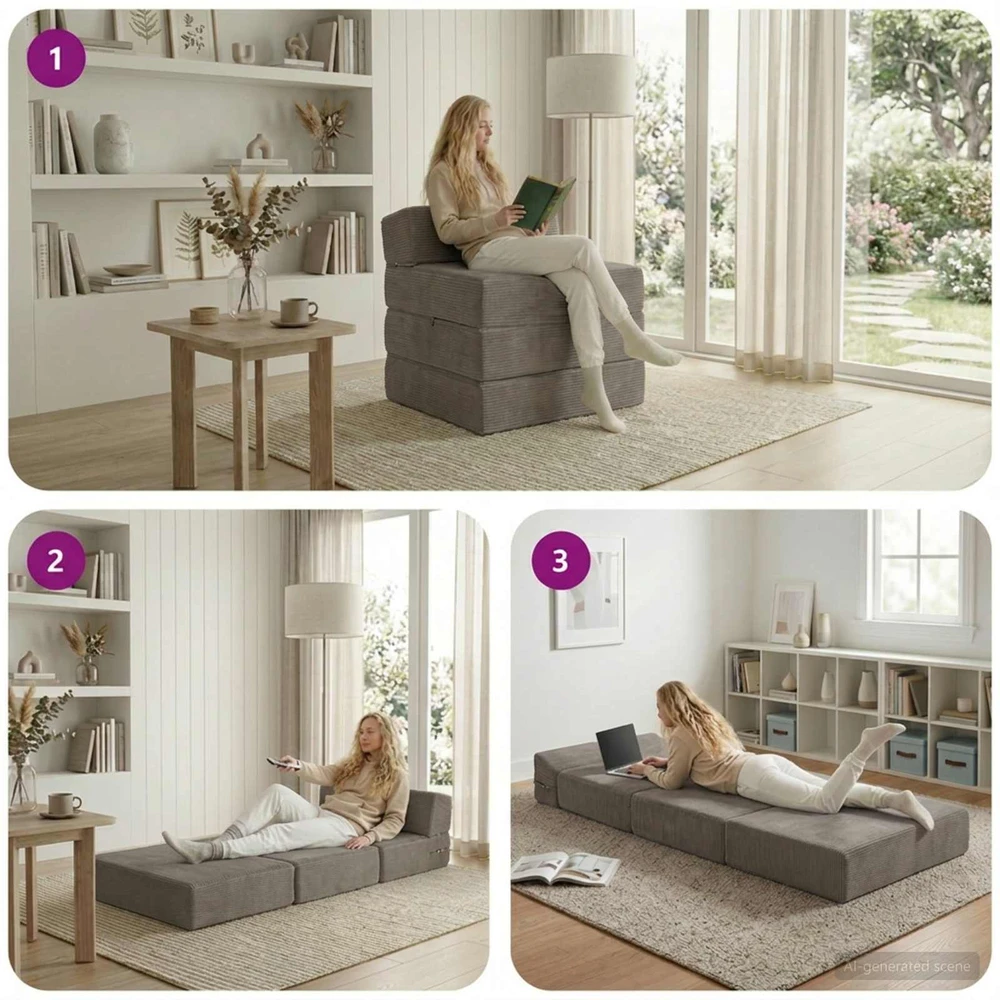Sofa Sulankstomas Sofos Lova Šviesiai pilka 200 x 70 x 15 cm