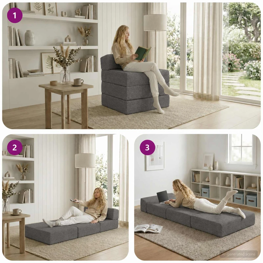 Sofa Sulankstomas Sofos Lova Šviesiai pilka 70 x 60 x 63 cm Audinys