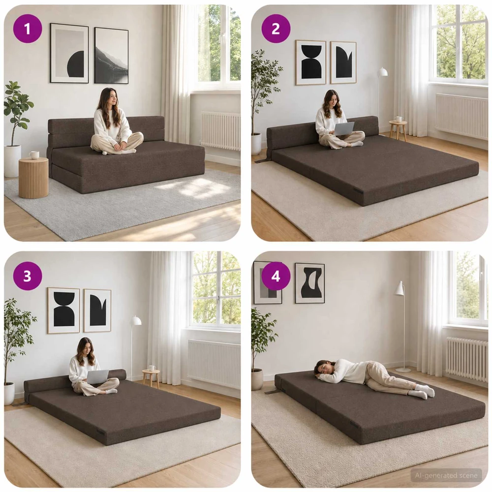 Sulankstomas Sofos Lova Taupe 152 x 86,5 x 60 cm Audinys