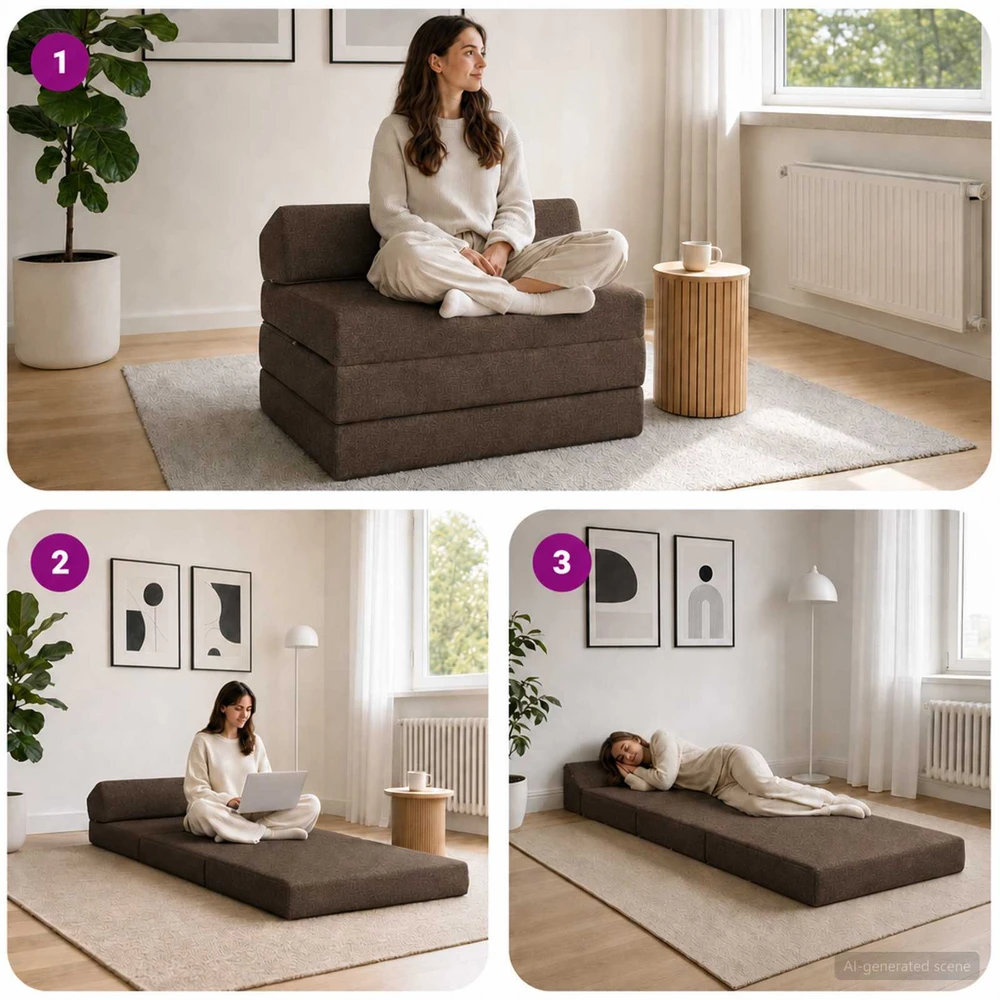 Sulankstomas Sofos Lova Taupe 200 x 70 x 10 cm Audinys