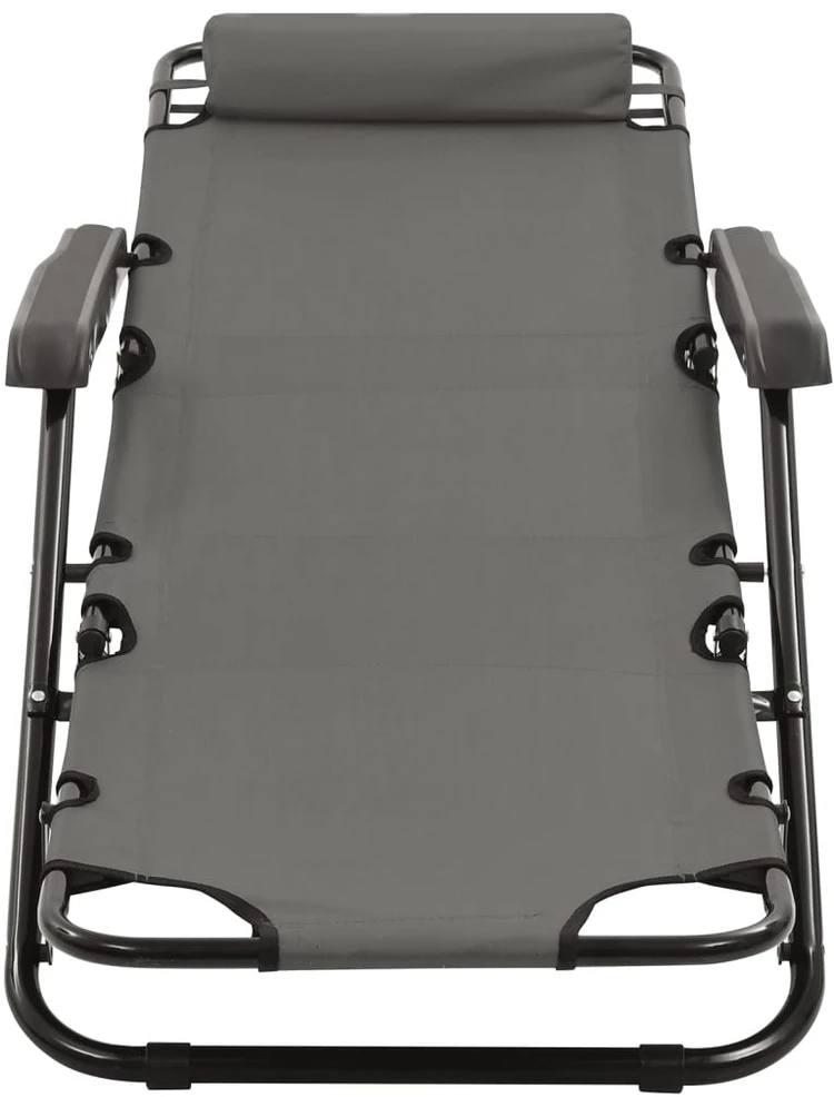 Sulankstomi saulės gultai, 2 vnt., su pakoja, plienas, pilki
