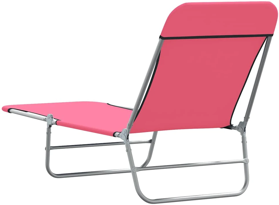 Sofa Sulankstomi saulės gultai, 2vnt., rožiniai, plienas ir audinys