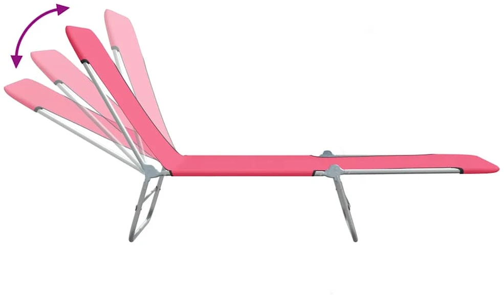Sofa Sulankstomi saulės gultai, 2vnt., rožiniai, plienas ir audinys