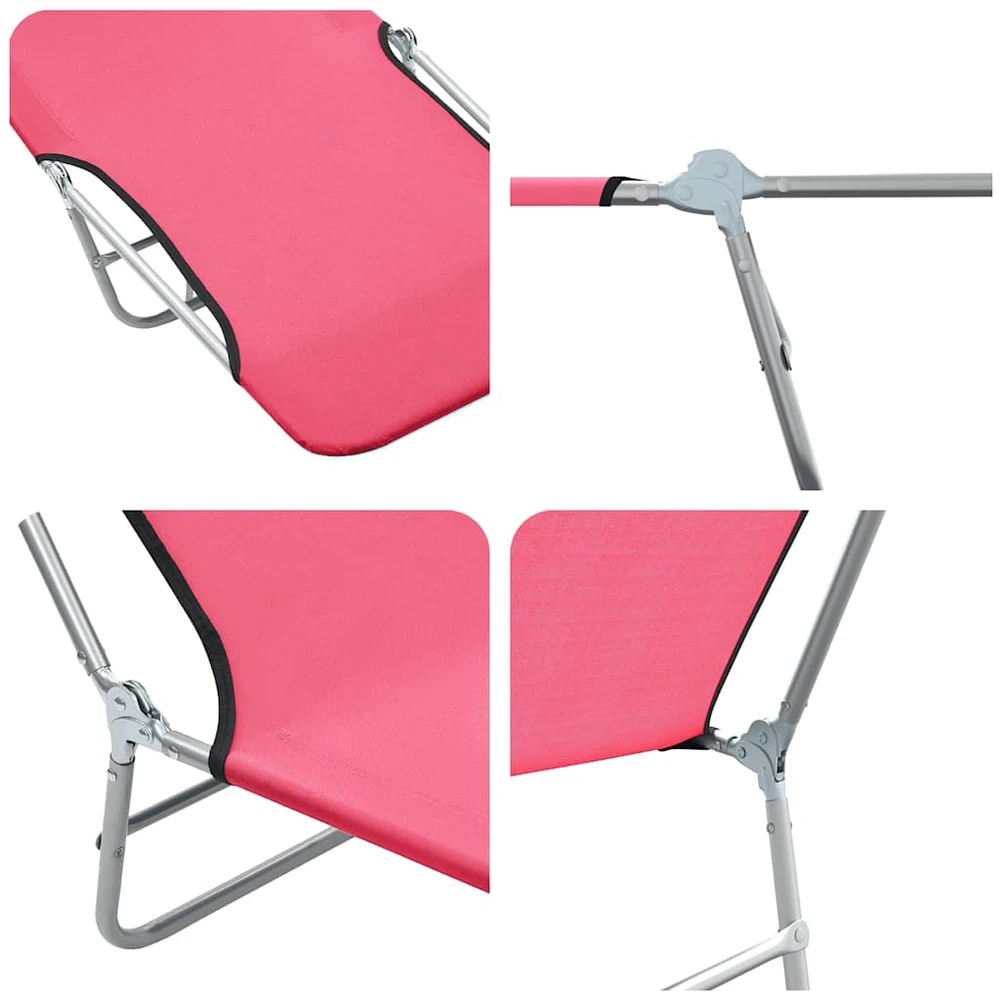 Sofa Sulankstomi saulės gultai, 2vnt., rožiniai, plienas ir audinys