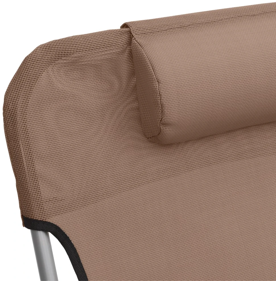 Sofa Sulankstomi saulės gultai, 2vnt., rudi, tekstilenas ir plienas