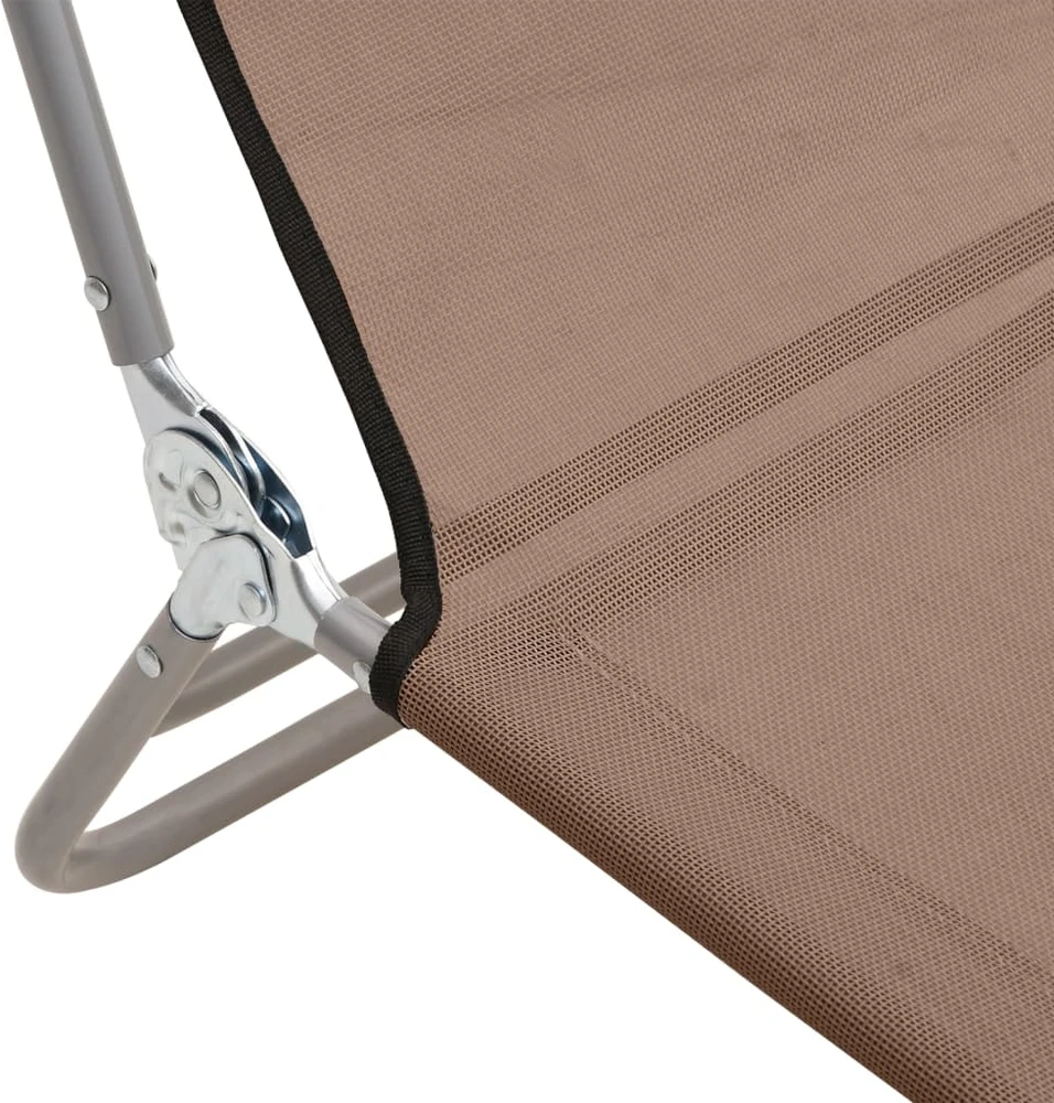 Sofa Sulankstomi saulės gultai, 2vnt., rudi, tekstilenas ir plienas