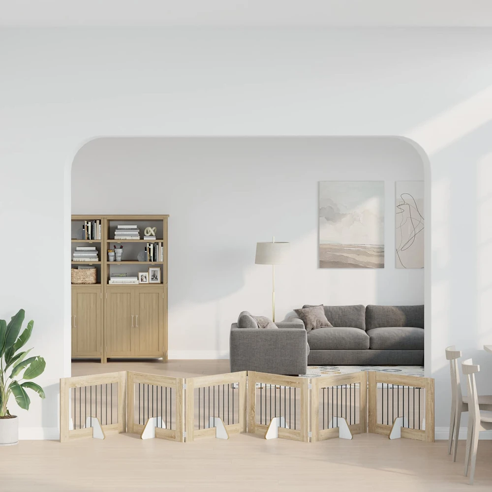 Sulankstomi šunų vartai su stovais 6 vnt. Sonoma ąžuolas 482 cm