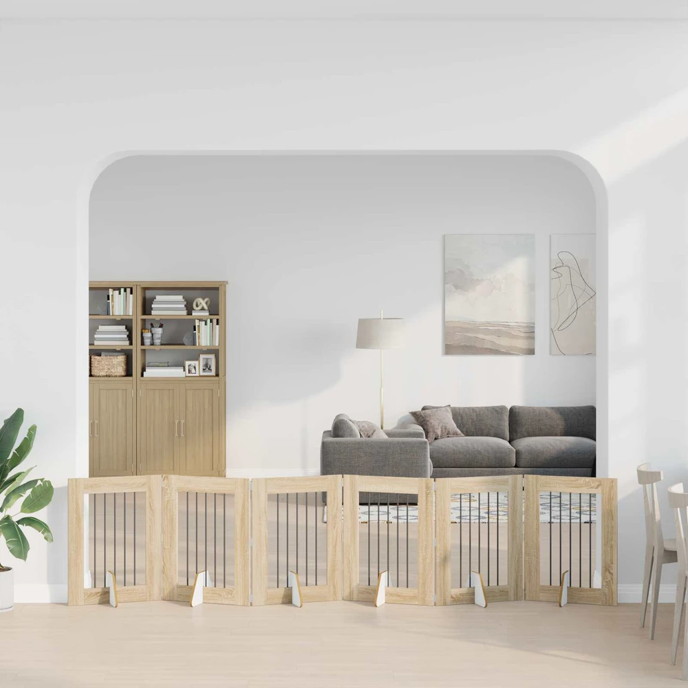 Sulankstomi šunų vartai su stovais 6 vnt. Sonoma ąžuolas 362 cm
