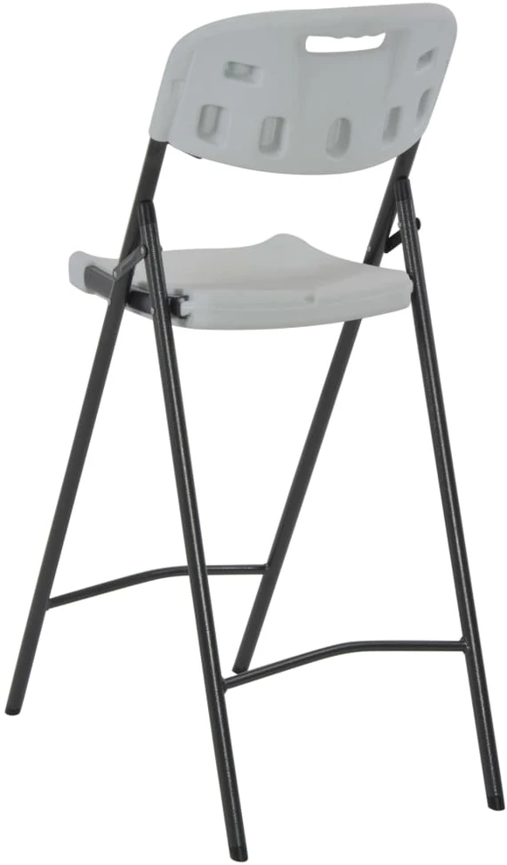 Sulankstomos baro kėdės, 2 vnt., baltos, HDPE ir plienas