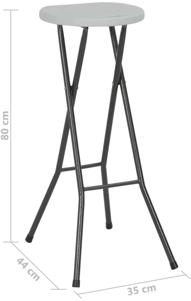 Sulankstomos baro taburetės, 2 vnt., HDPE ir plienas, baltos