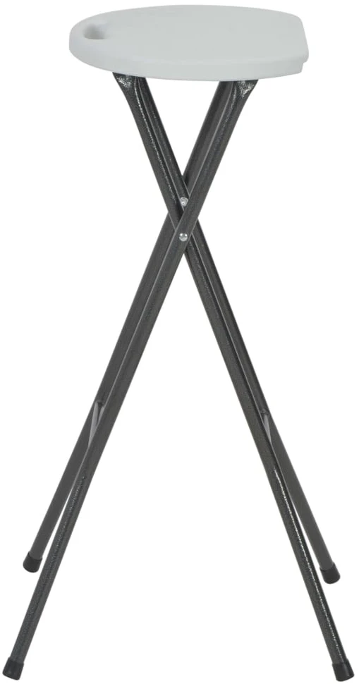 Sulankstomos baro taburetės, 2 vnt., HDPE ir plienas, baltos
