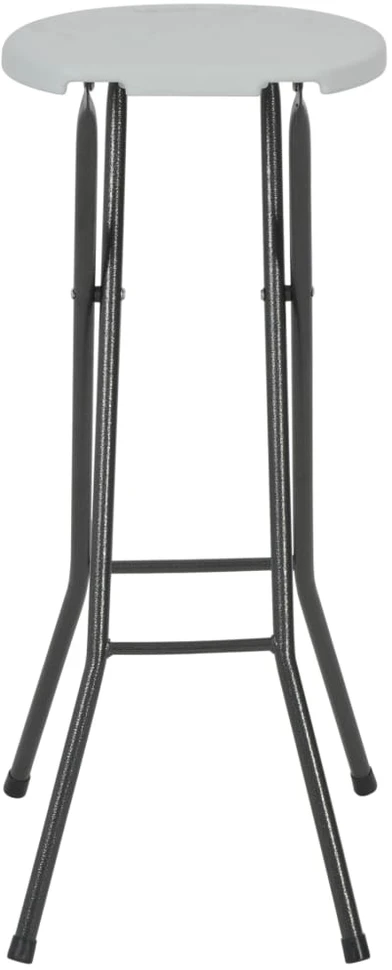 Sulankstomos baro taburetės, 2 vnt., HDPE ir plienas, baltos