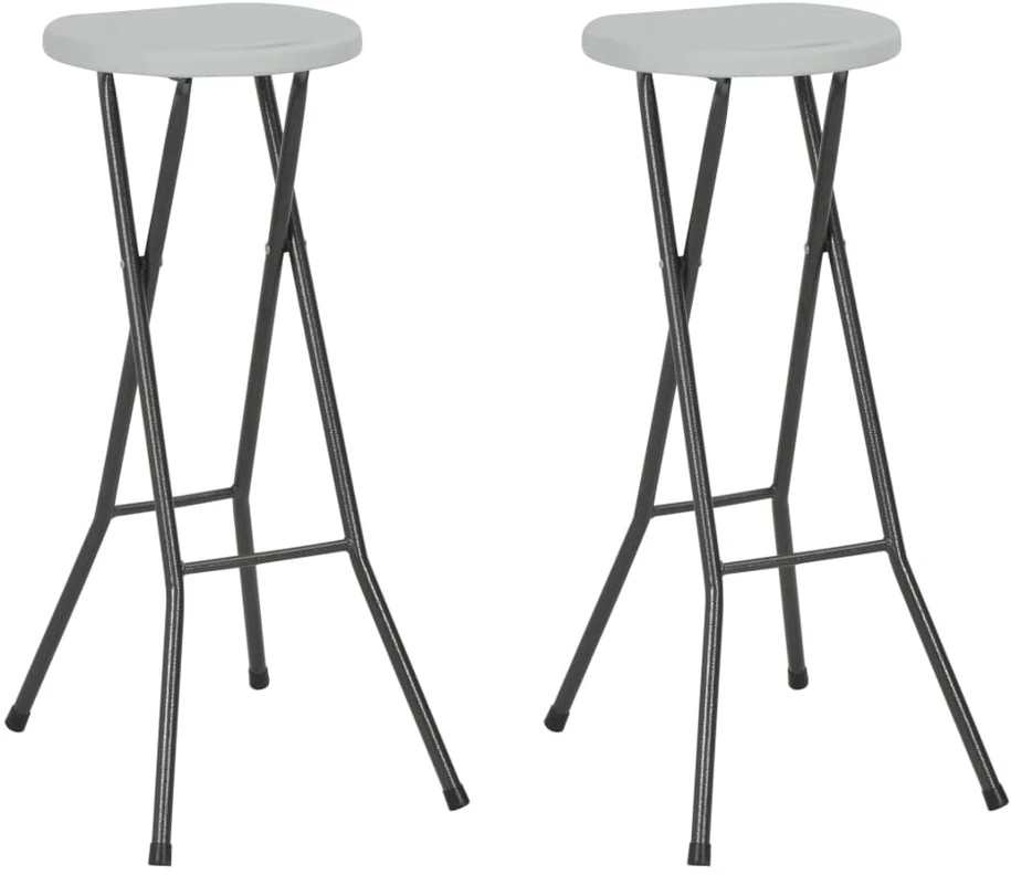 Sulankstomos baro taburetės, 2 vnt., HDPE ir plienas, baltos