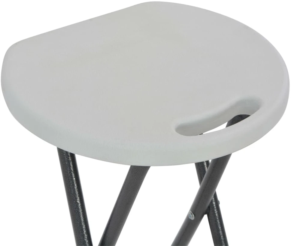 Sulankstomos baro taburetės, 2 vnt., HDPE ir plienas, baltos