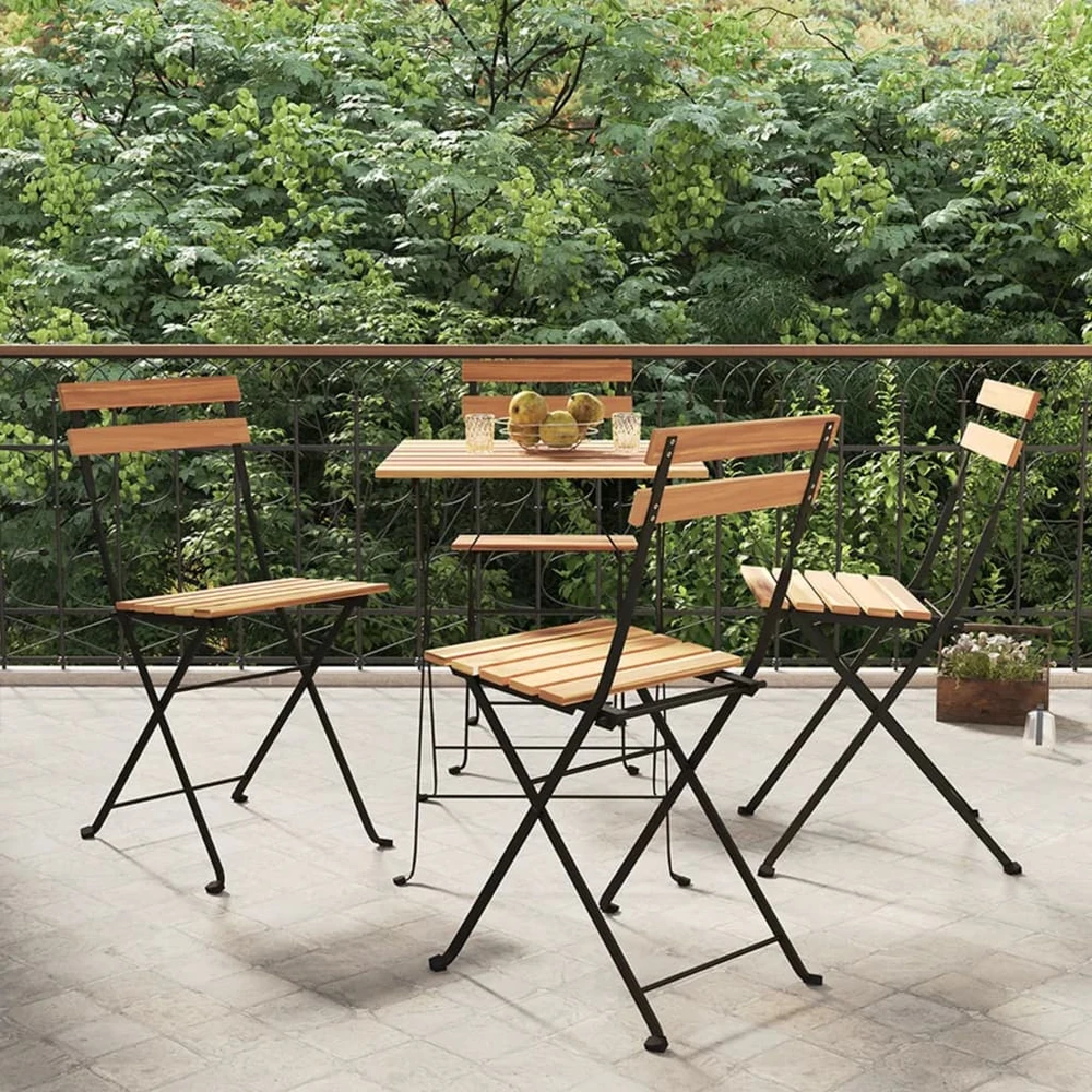 Sulankstomos bistro kėdės, 4vnt., tikmedžio masyvas ir plienas