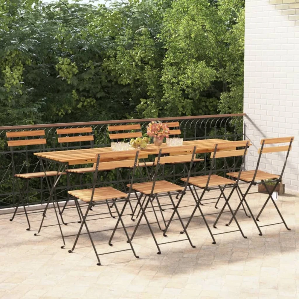 Sulankstomos bistro kėdės, 8vnt., tikmedžio masyvas ir plienas