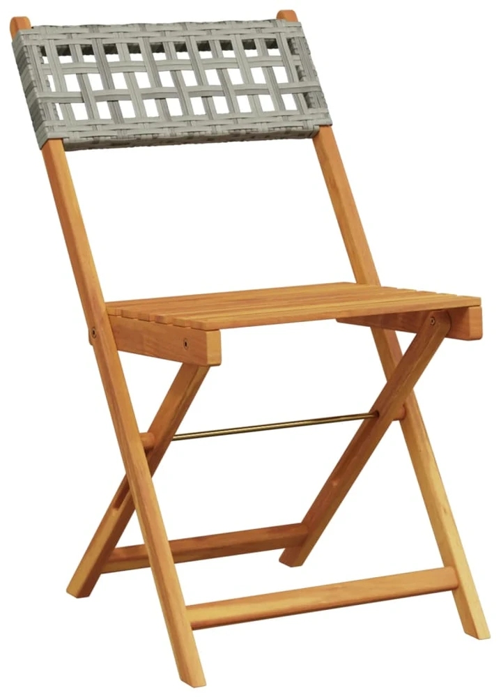 Sulankstomos sodo kėdės, 6vnt., pilkos, poliratanas ir mediena
