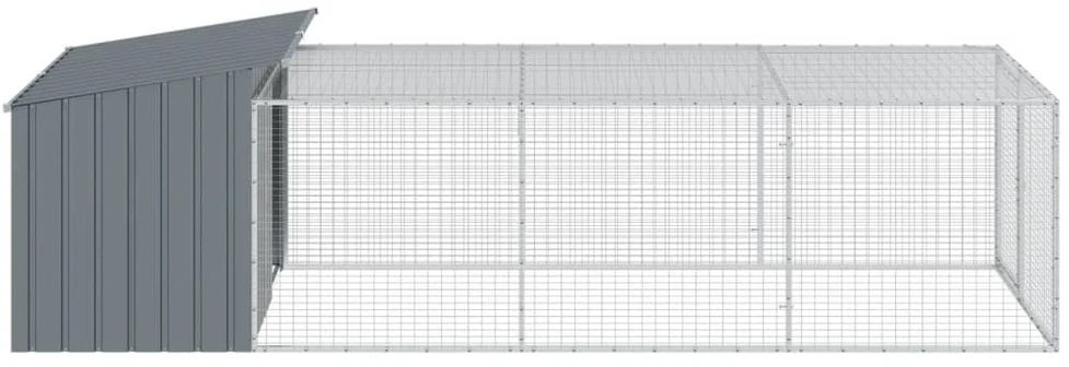 Šuns narvas su aptvaru, antracito, 153x396x110cm, plienas