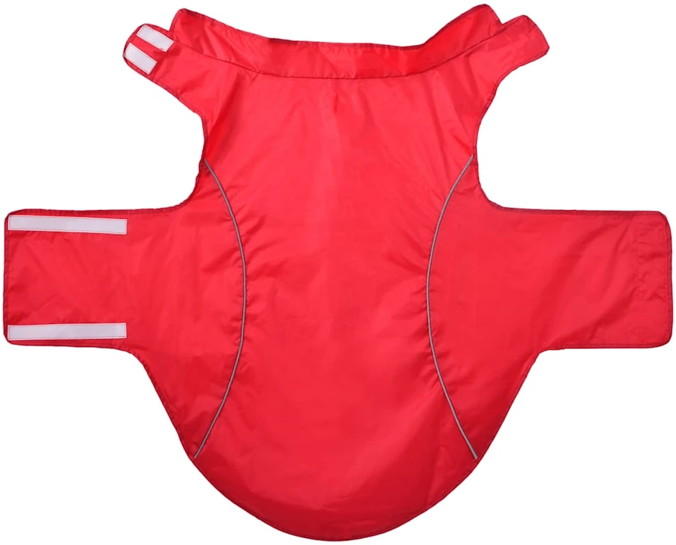 Šuns lietpaltis su šviesą atspindinčiomis juostelėmis, poliesteris, raudonas, 4XL