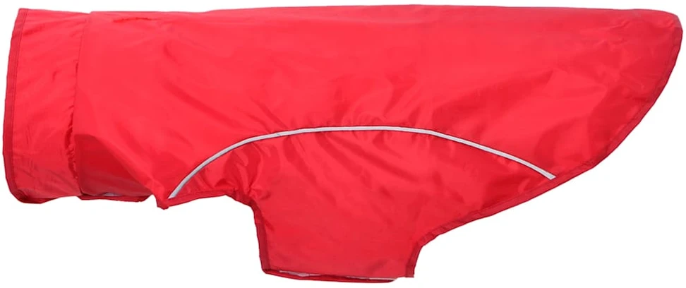 Šuns lietpaltis su šviesą atspindinčiomis juostelėmis, poliesteris, raudonas, 2XL