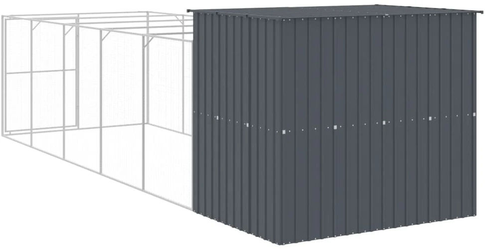 Šuns narvas su aptvaru, antracito, 214x661x181cm, plienas